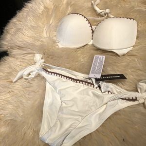 Calzedonia bikini white with brown trim- NWT
